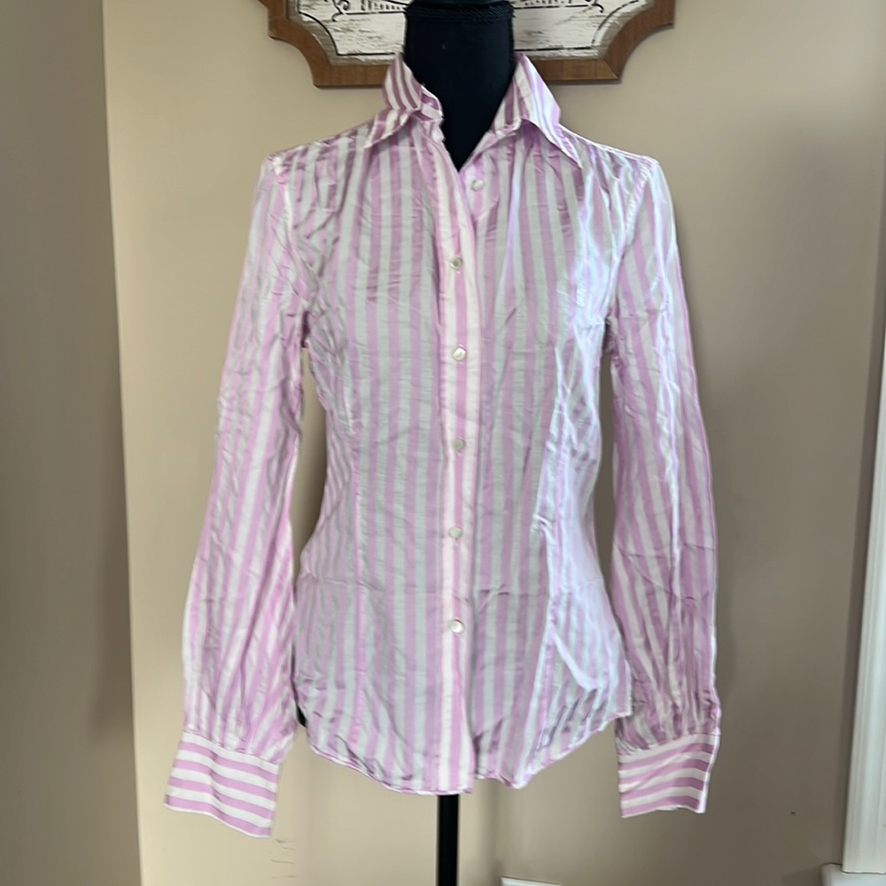 Carolina Herrera Womens  Striped Button Down, White